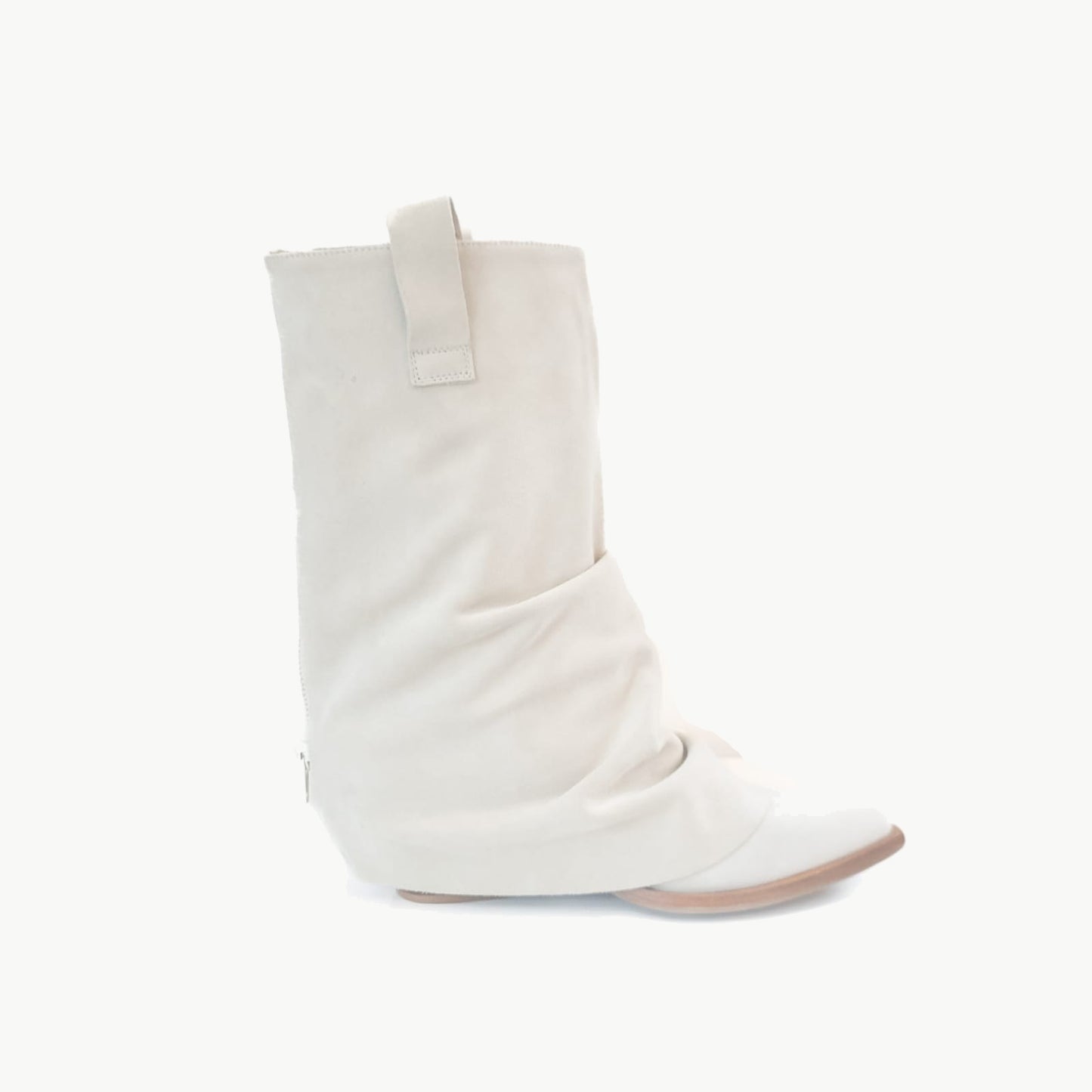Farmerette Suede Flare Cowgirl Boots (Bianco)