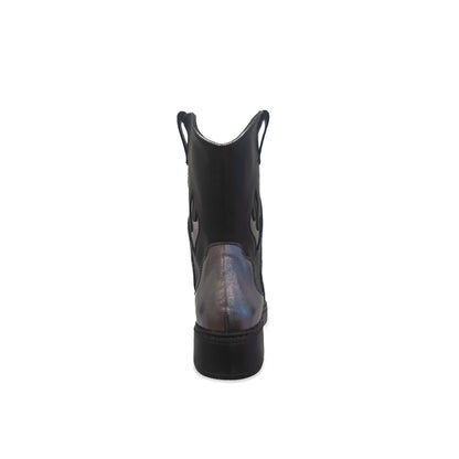 Fire and Brimstone Cowgirl Boots (Black with Argento flames)