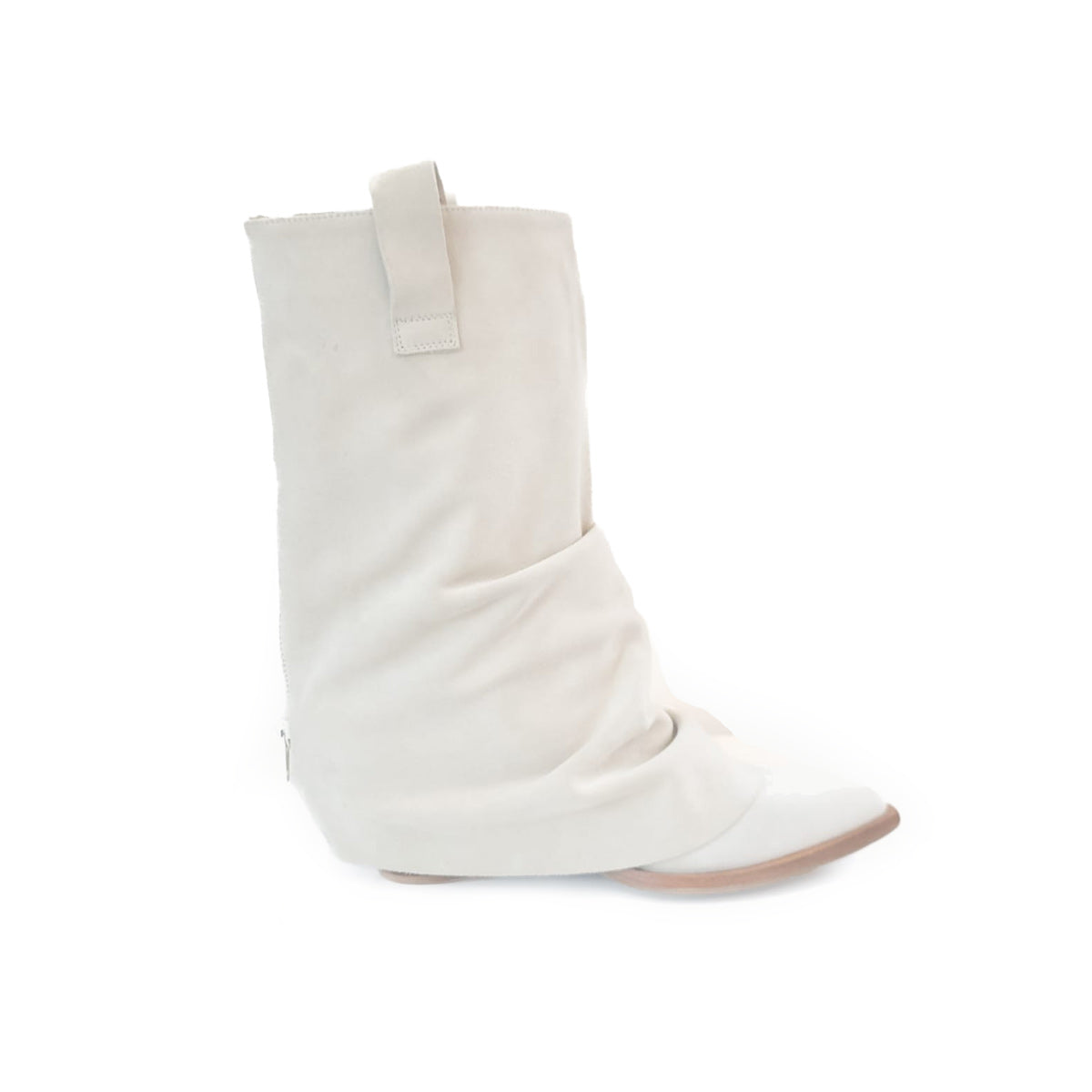 Farmerette Suede Flare Cowgirl Boots (Bianco)