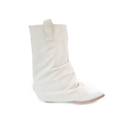Farmerette Suede Flare Cowgirl Boots (Bianco)